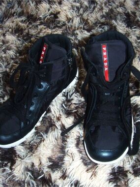 Vintage 2000s Prada Black High-Top Sneakers